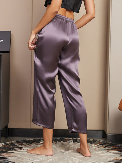 Seta Pura Tinta Unita Classic Pantaloni Di Sonno Delle Donne