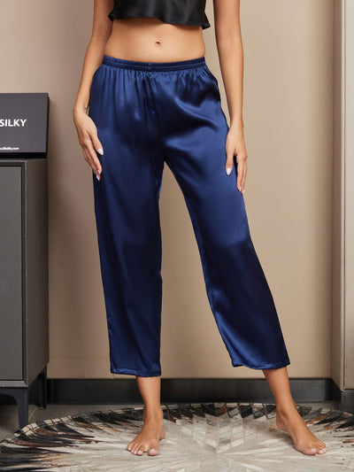 Seta Pura Tinta Unita Classic Pantaloni Di Sonno Delle Donne