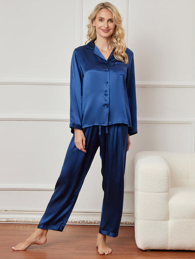 Pigiami Casual Da Donna in Pura Seta Con Bottoni