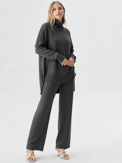 Plain Knit Pants Set