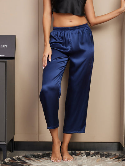 Seta Pura Tinta Unita Classic Pantaloni Di Sonno Delle Donne