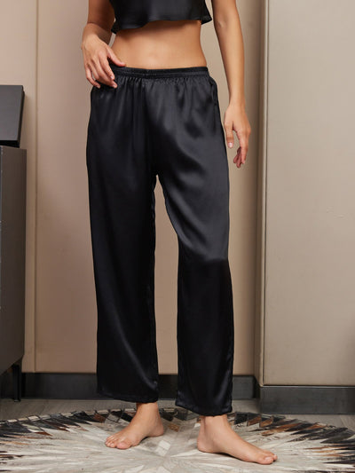 Seta Pura Tinta Unita Classic Pantaloni Di Sonno Delle Donne
