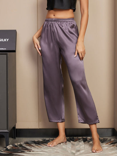 Seta Pura Tinta Unita Classic Pantaloni Di Sonno Delle Donne