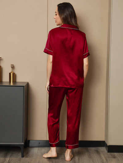 Pigiama in Pura Seta con Bordo in Piping Set 2 Pezzi
