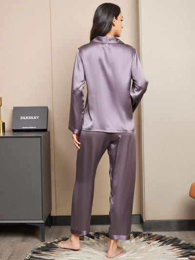 Pigiami Casual Da Donna in Pura Seta Con Bottoni