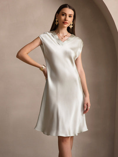 Elegante Camisola in Pura Seta Con Scollo a V