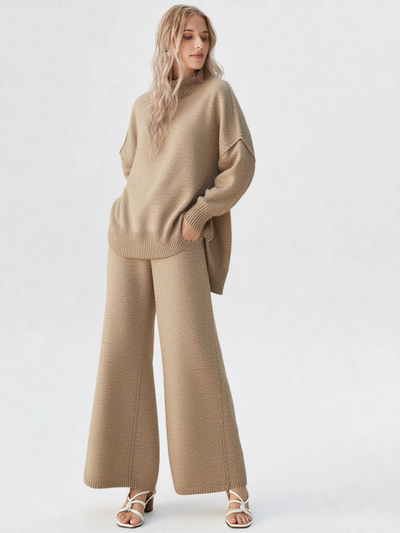 Plain Knit Pants Set