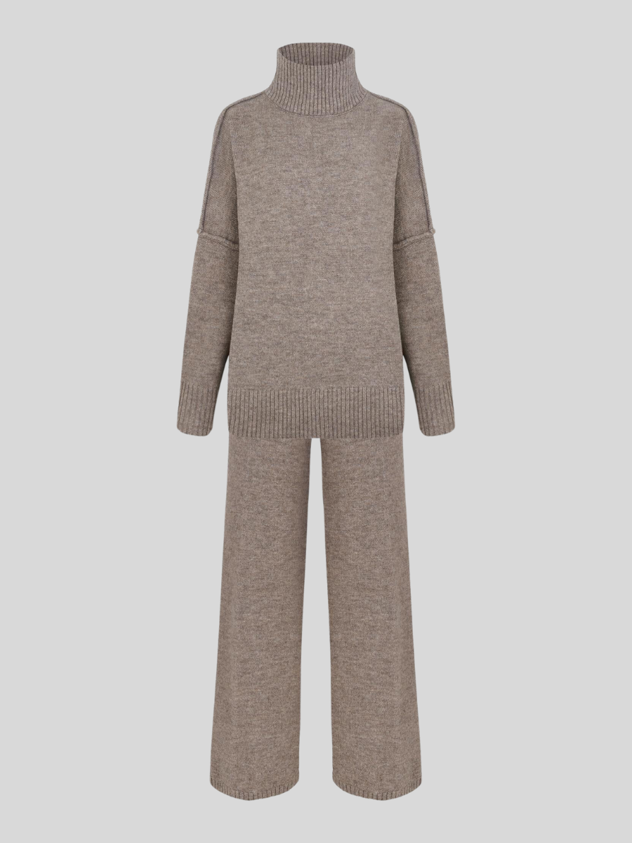 Plain Knit Pants Set