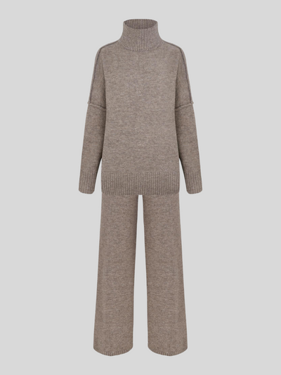 Plain Knit Pants Set