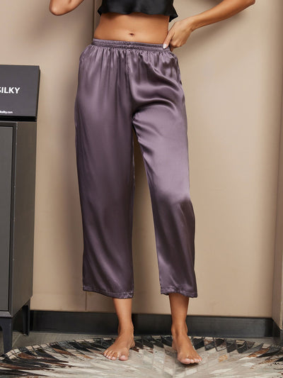 Seta Pura Tinta Unita Classic Pantaloni Di Sonno Delle Donne