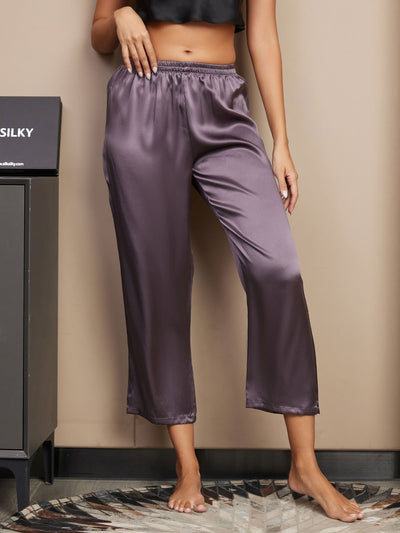 Seta Pura Tinta Unita Classic Pantaloni Di Sonno Delle Donne