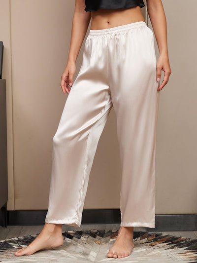 Seta Pura Tinta Unita Classic Pantaloni Di Sonno Delle Donne